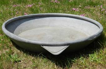 Antique Huge French Galvanised Garden Planter Zinc Bird Bath Water Feature