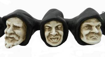 Antique French Gargoyle Heads Plaster Statue 7 Misericord Monks