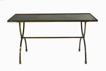 Antique Mid Century French Coffee Table Brass Glass st Royere Adnet Bagues Jansen