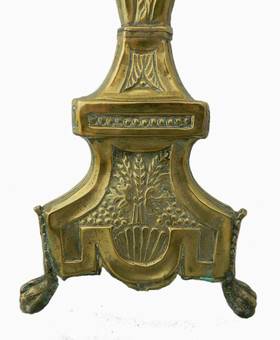 Antique C19 Ecclesiastical French Lamp Base Brass Church Candle Stick