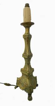 Antique C19 Ecclesiastical French Lamp Base Brass Church Candle Stick