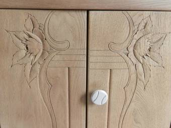 Antique French Pair Art Deco Side Cabinets Nightstand Bedside Tables bleached oak
