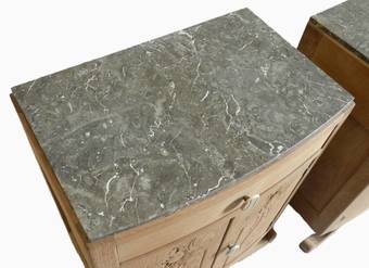 Antique French Pair Art Deco Side Cabinets Nightstand Bedside Tables bleached oak
