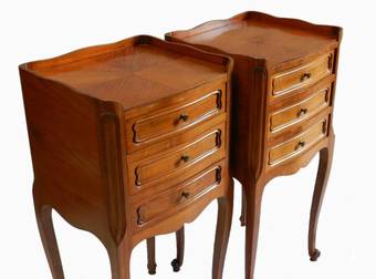 Antique French Pair Side Cabinets Nightstand Bedside Tables