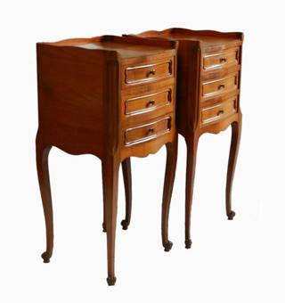 Antique French Pair Side Cabinets Nightstand Bedside Tables