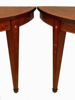 Antique Pair of Art Deco Console Tables French inlaid MoP Demi Lune