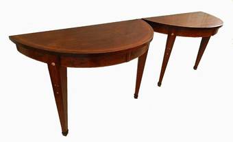 Antique Pair of Art Deco Console Tables French inlaid MoP Demi Lune
