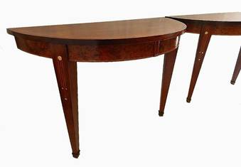 Antique Pair of Art Deco Console Tables French inlaid MoP Demi Lune