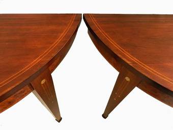 Antique Pair of Art Deco Console Tables French inlaid MoP Demi Lune