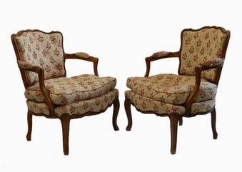 Antique Pair of Diminutive French Open Armchairs