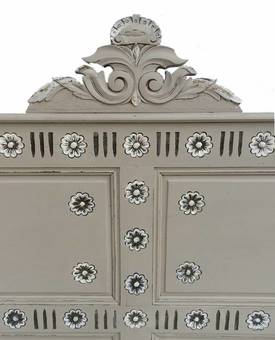 Antique C19 French Bed Headboard painted