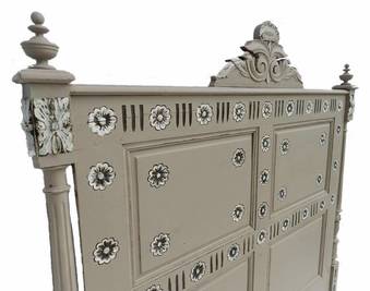 Antique C19 French Bed Headboard painted