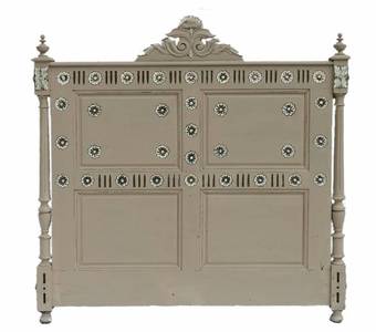 Antique C19 French Bed Headboard painted