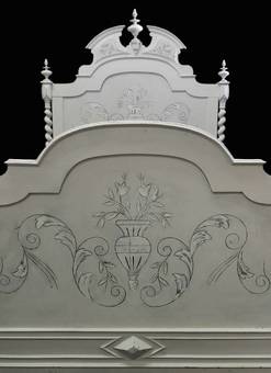 Antique French Double Bed  Base painted C19 Louis ready to go