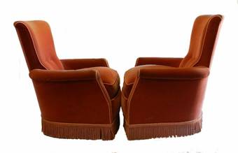Antique Stylish Pair French Art Deco Armchairs