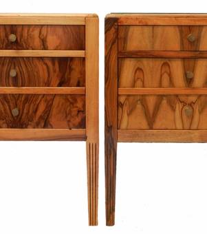 Antique Unusual Pair Art Deco Side Cabinets Nightstand Bedside Tables