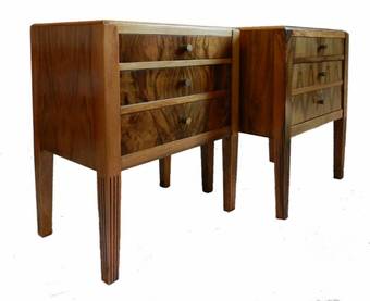 Antique Unusual Pair Art Deco Side Cabinets Nightstand Bedside Tables