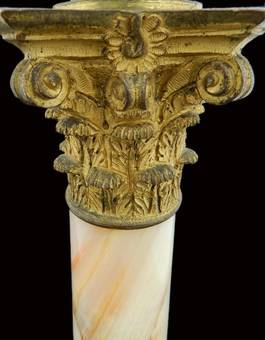 Antique C19 French Table Lamp Column Marble  Ormolu