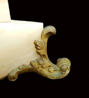 Antique C19 French Table Lamp Column Marble  Ormolu