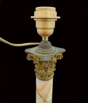 Antique C19 French Table Lamp Column Marble  Ormolu