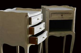 Antique Pair French Side Cabinets Bedside Tables Nightstands vintage Painted Louis