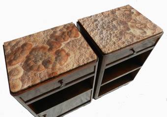 Antique Pair Art Deco Side Cabinets Nightstand Bedside Tables Walnut