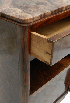 Antique Pair Art Deco Side Cabinets Nightstand Bedside Tables Walnut