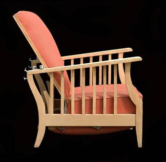 Antique Arts  Crafts Morris Chair Folding Art Deco Reclining Armchair Lounger Mission Bleached Wood 