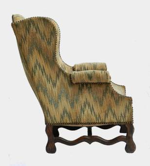 Antique Pair French Wing Chairs Os de Mouton Armchairs