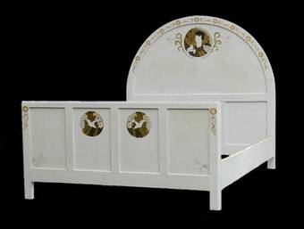 Antique Art Deco French Bed Artist Painted UK King size US Queen 