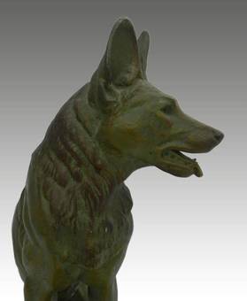 Antique Art Deco Dog Statue signed L Carvin 
