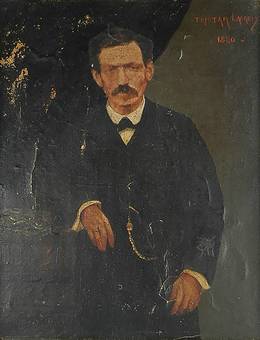 Antique C19 Oil on Canvas Portrait of Tristan Lacroix by Simon Jacobs 