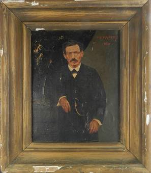 Antique C19 Oil on Canvas Portrait of Tristan Lacroix by Simon Jacobs 