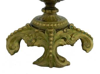 Antique French Table Lamp Floral Porcelain  Brass
