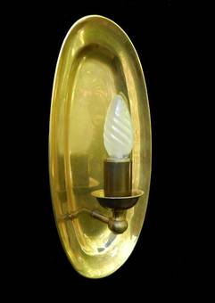 Antique Unusual Pair of Heavy Brass Wall Lights MidCentury Sconces