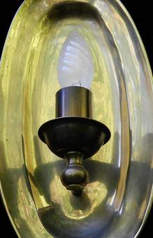 Antique Unusual Pair of Heavy Brass Wall Lights MidCentury Sconces