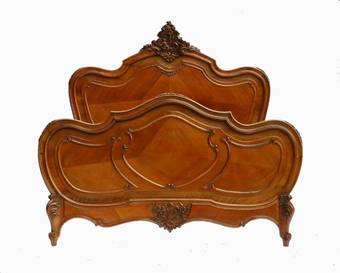 Antique Antique French Bed  Base Double just add mattress Walnut Rococo Louis