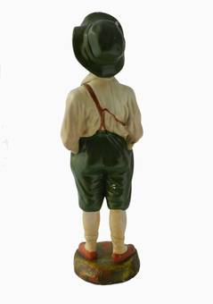 Antique Art Deco Statue Whistling Boy Chalk ware Plaster original paint