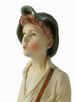 Antique Art Deco Statue Whistling Boy Chalk ware Plaster original paint