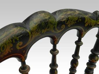 Antique French Napoleon III Side Chair Ebonised Chiavari Chinoiserie