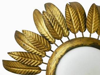 Antique Mid Century Sunburst Wall Light Ceiling Light Flush Mount Spanish Sunray Sconce