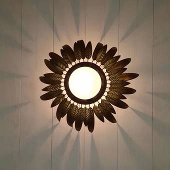 Antique Mid Century Sunburst Wall Light Ceiling Light Flush Mount Spanish Sunray Sconce