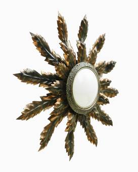 Antique MidCentury Sunburst Wall Light or Ceiling Light Spanish Sunray Sconce
