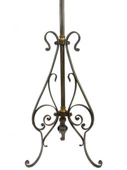 Antique Floor Lamp Arts and Crafts Adjustable Telescopic Wrought Iron