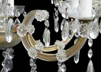 Antique French Antique 6 Arm Chandelier Faceted Drops