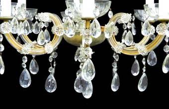 Antique French Antique 6 Arm Chandelier Faceted Drops