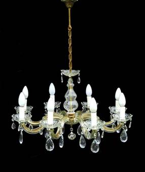 Antique French Chandelier Eight Arm Faceted Drops