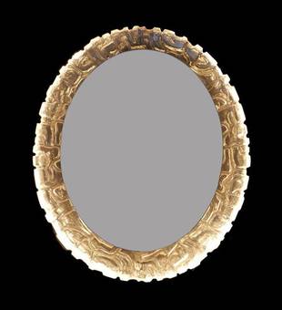 Antique MidCentury German Illuminated Wall Mirror and Light by Erco Lucite Large Oval