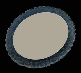 Antique MidCentury German Illuminated Wall Mirror and Light by Erco Lucite Large Oval