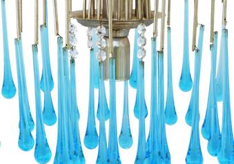 Antique MidCentury Chandelier by Paolo Venini Crystal Drops
